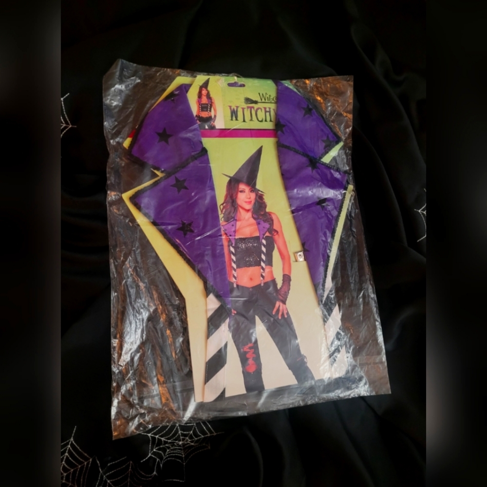 Witchy Way Witch Halloween Costume Sequin Top and Collar w/ Suspenders